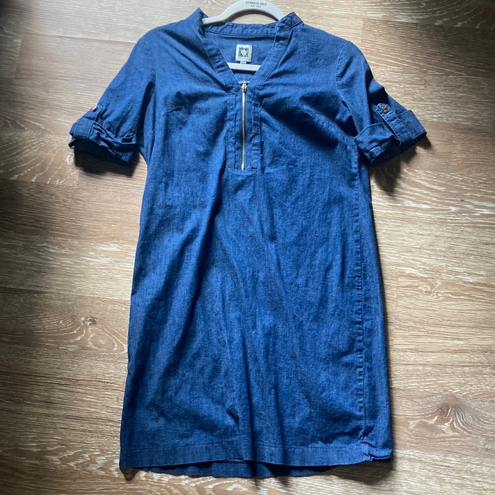 Anne Klein Dark Blue Denim Dress